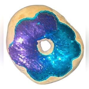 Sparkle Donut by Toy Factory 8" Plush teal & purple Sequins